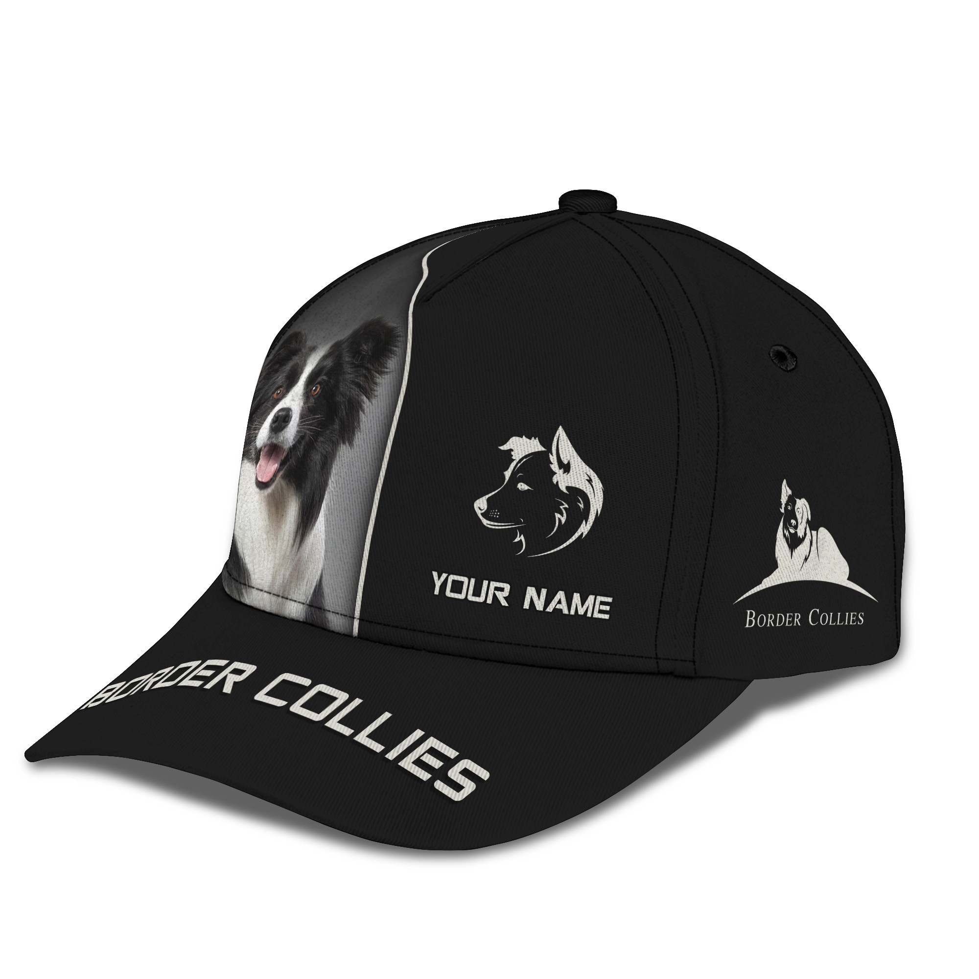 Love Border Collie Classic Cap Custom Border Collie Personalized Name 3D Classic Cap Trucker Hats Custom Hats Gifts For Men & Women