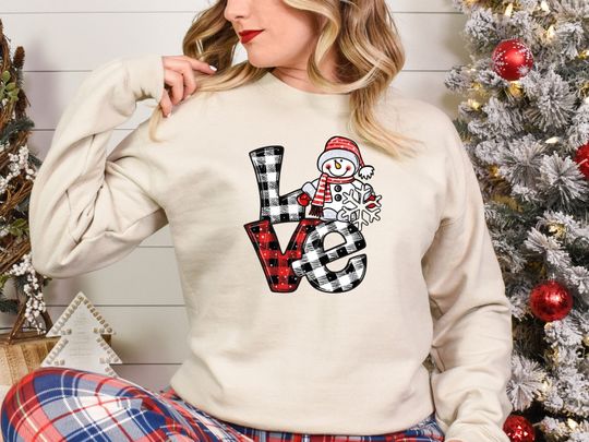 Love Christmas Snowman Sweatshirt - Image 7