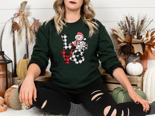 Love Christmas Snowman Sweatshirt - Image 9