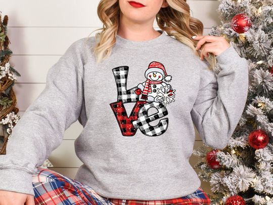 Love Christmas Snowman Sweatshirt - Image 11
