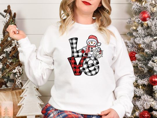 Love Christmas Snowman Sweatshirt - Image 8