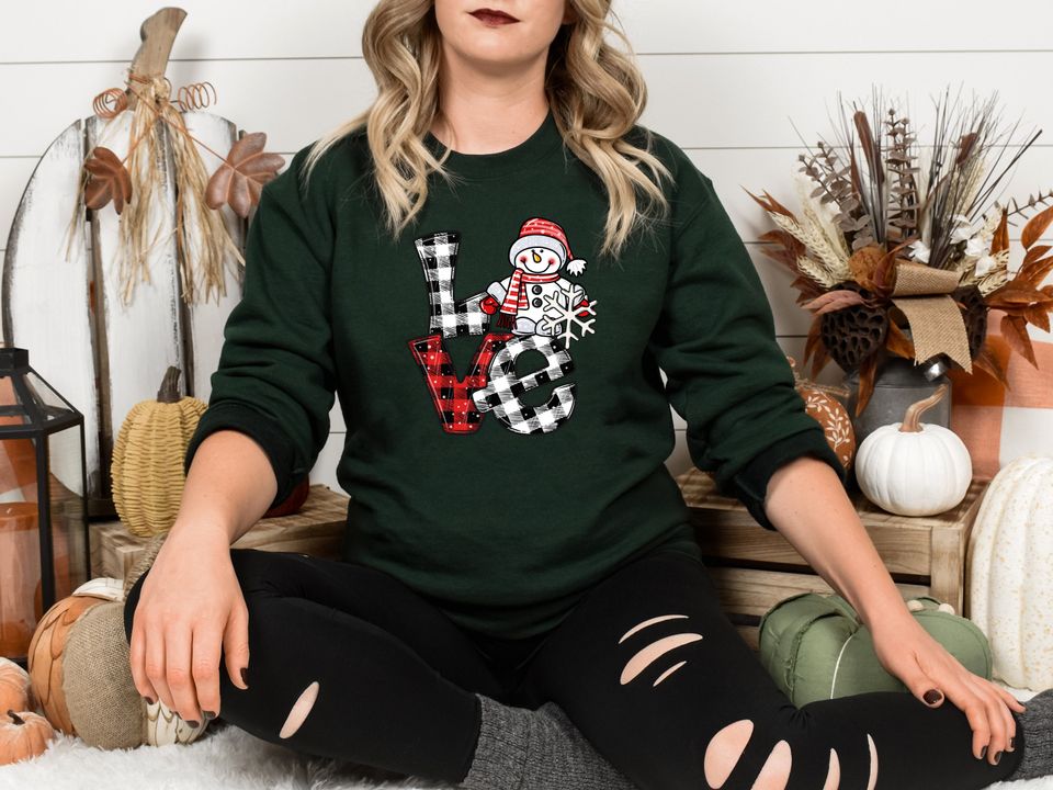 Love Christmas Snowman Sweatshirt - Image 3