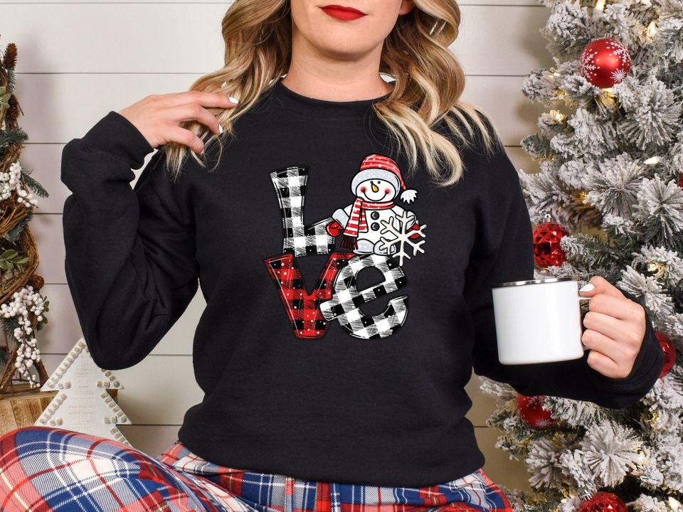 Love Christmas Snowman Sweatshirt - Image 4