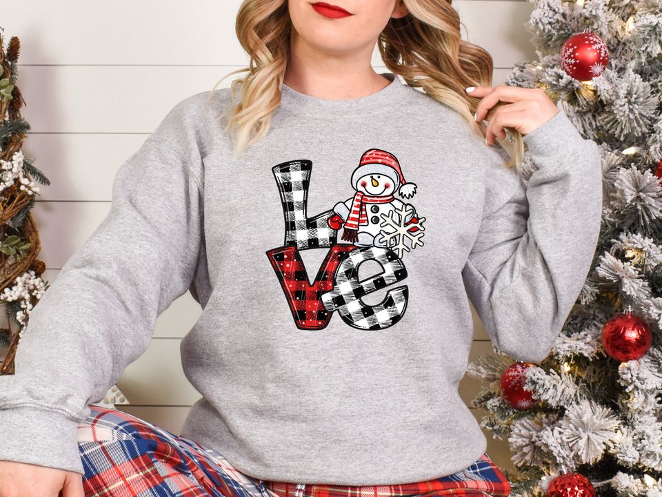 Love Christmas Snowman Sweatshirt - Image 5