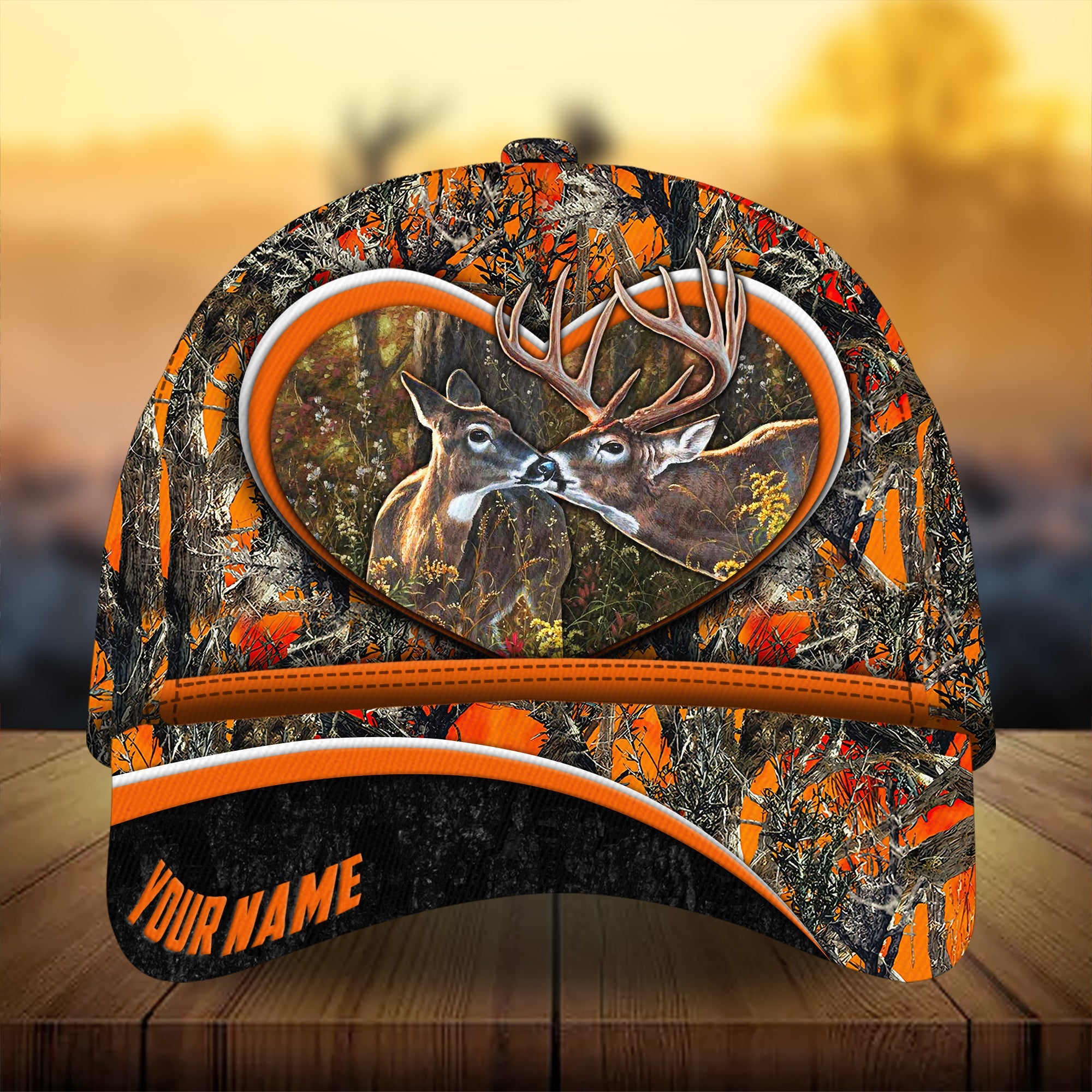 Love Deer Couple, Gift For Hunters Hunting Hats All Over Print Multicolored Personalized Trucker Hats Custom Hats Gifts For Men & Women
