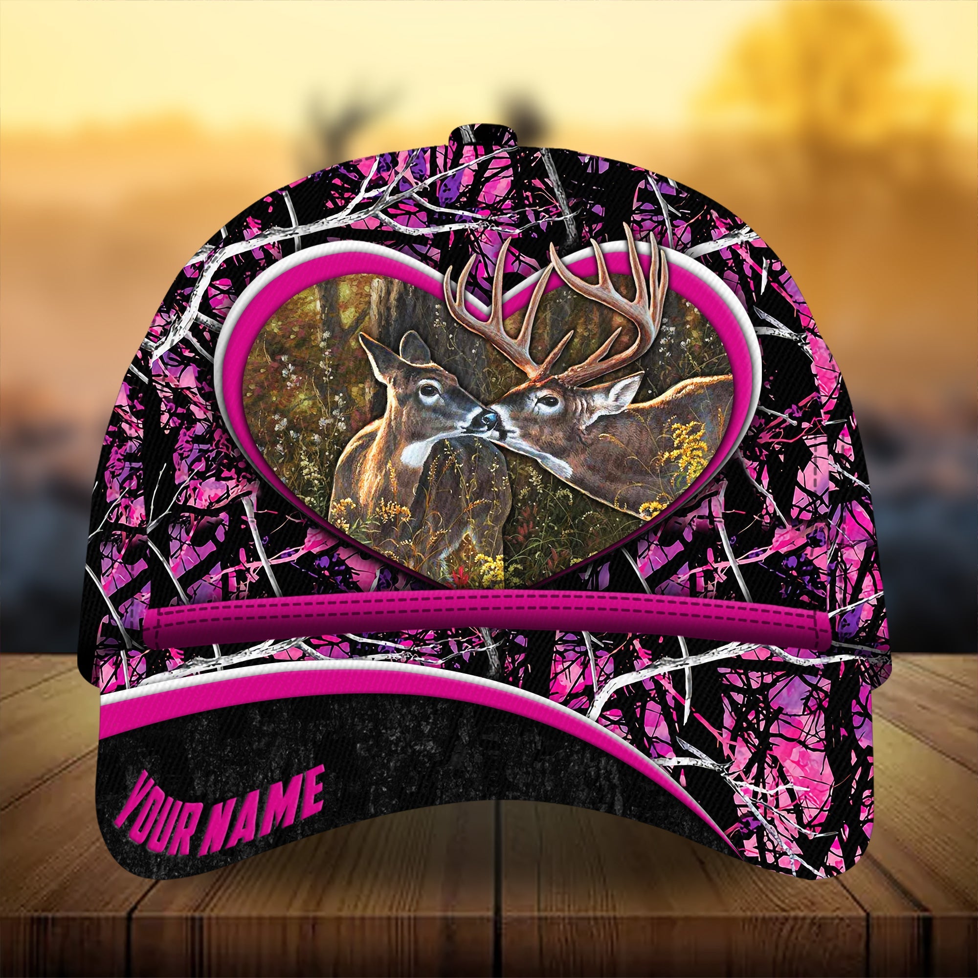Love Deer Couple, Gift For Hunters Hunting Hats All Over Print Multicolored Personalized Trucker Hats Custom Hats Gifts For Men & Women