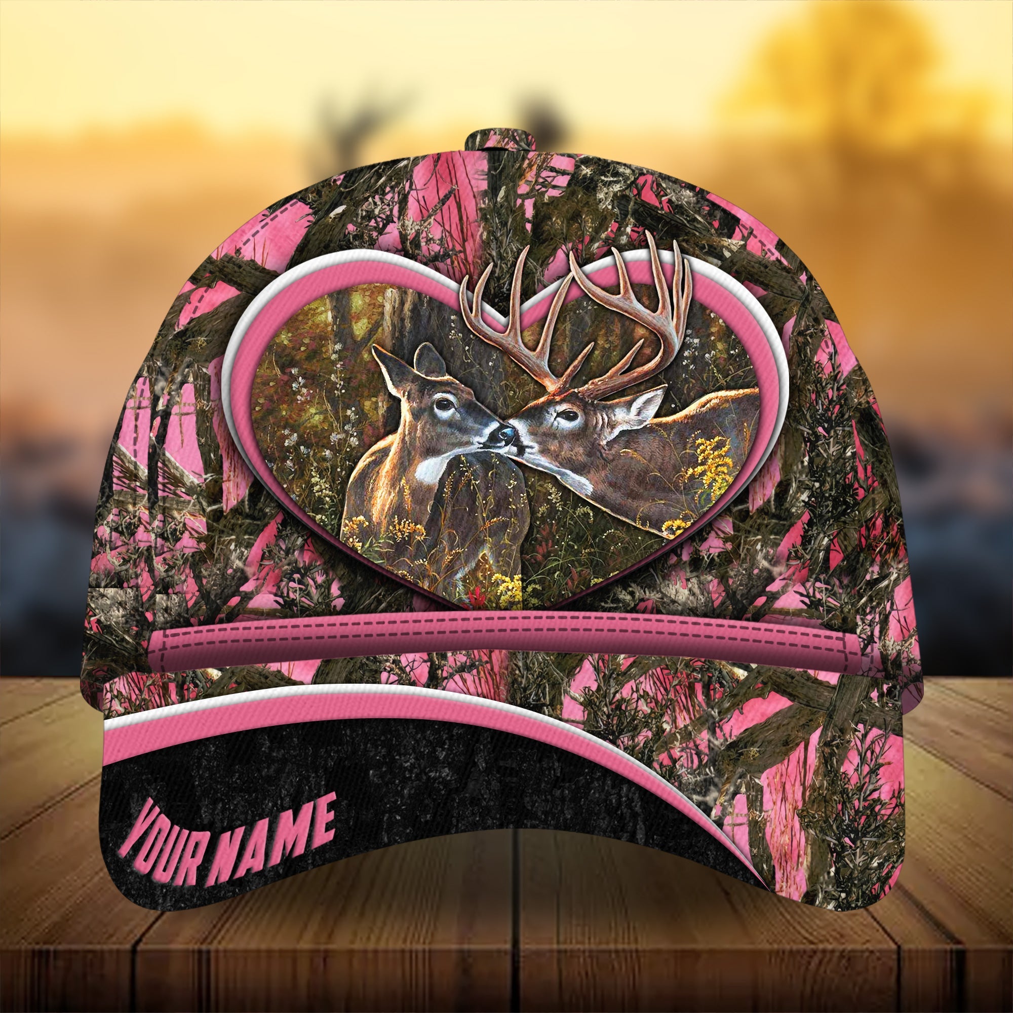 Love Deer Couple, Gift For Hunters Hunting Hats All Over Print Multicolored Personalized Trucker Hats Custom Hats Gifts For Men & Women