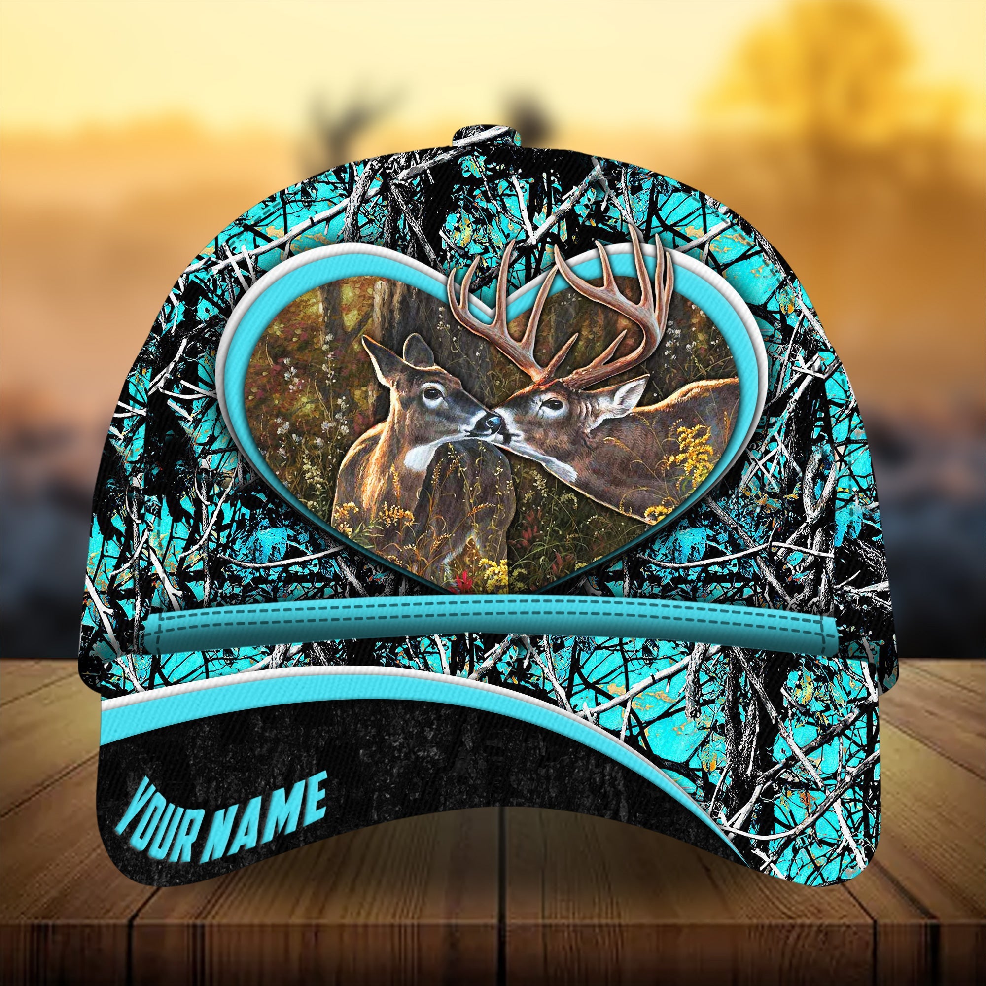 Love Deer Couple, Gift For Hunters Hunting Hats All Over Print Multicolored Personalized Trucker Hats Custom Hats Gifts For Men & Women