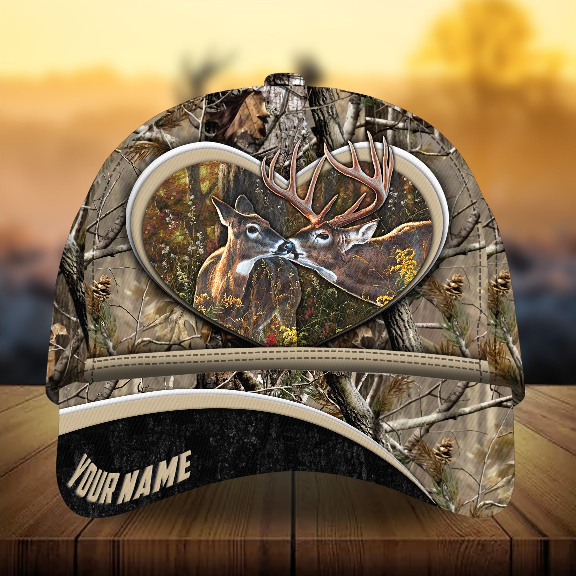 Love Deer Couple, Gift For Hunters Hunting Hats All Over Print Multicolored Personalized Trucker Hats Custom Hats Gifts For Men & Women