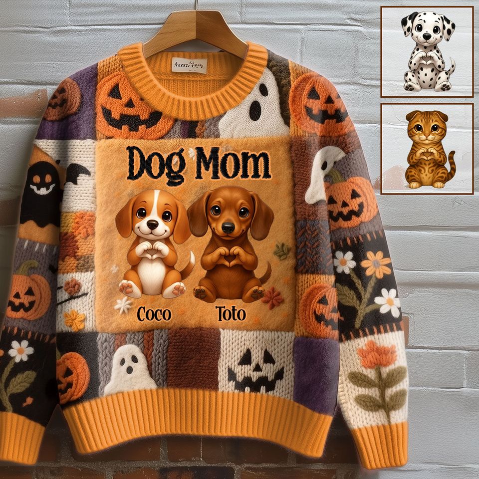 Love Dog, Love Cat, Fall Season Personalized Dog Ugly Sweater