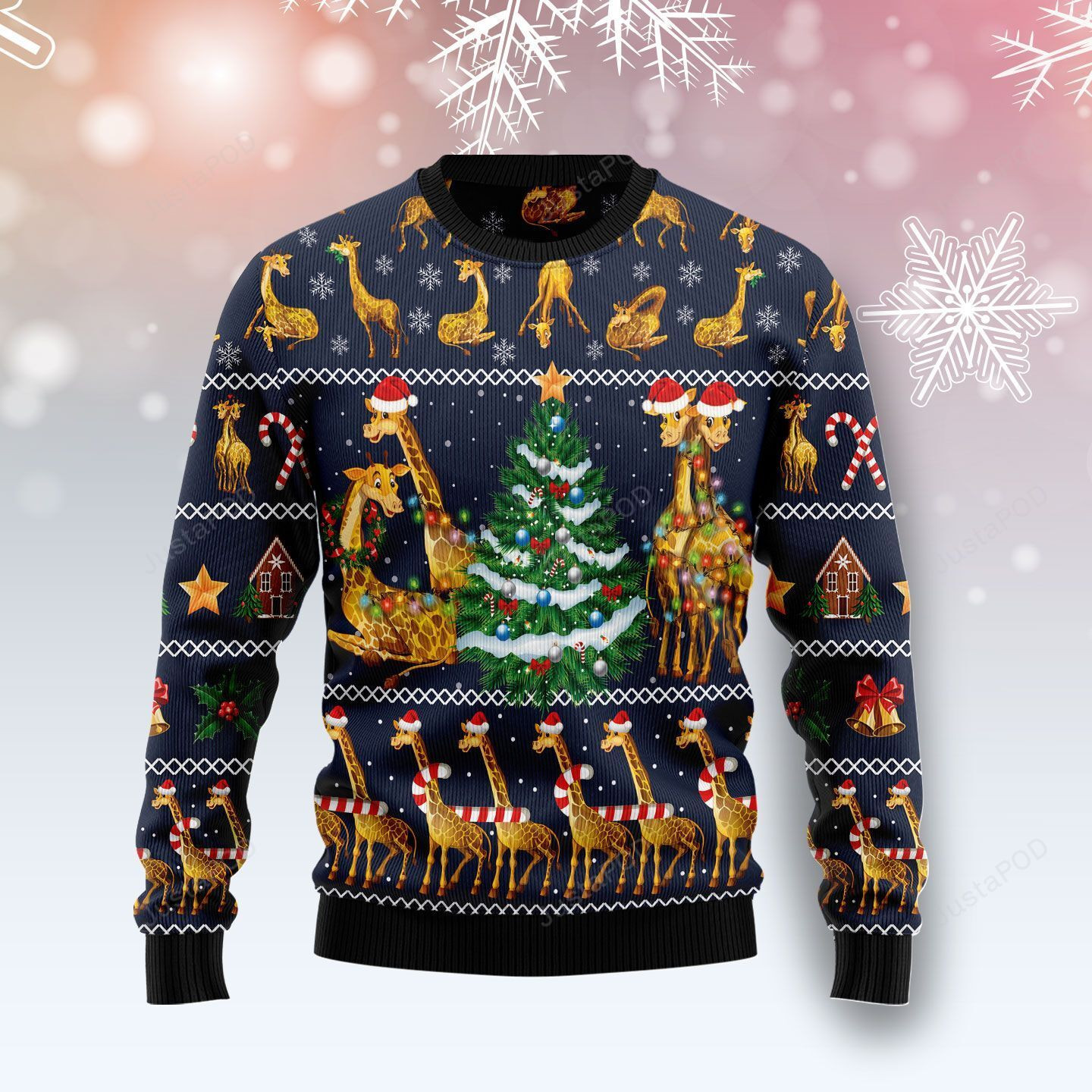 Love Giraffe Ugly Christmas Sweater Adult 3D Funny Matching for family
