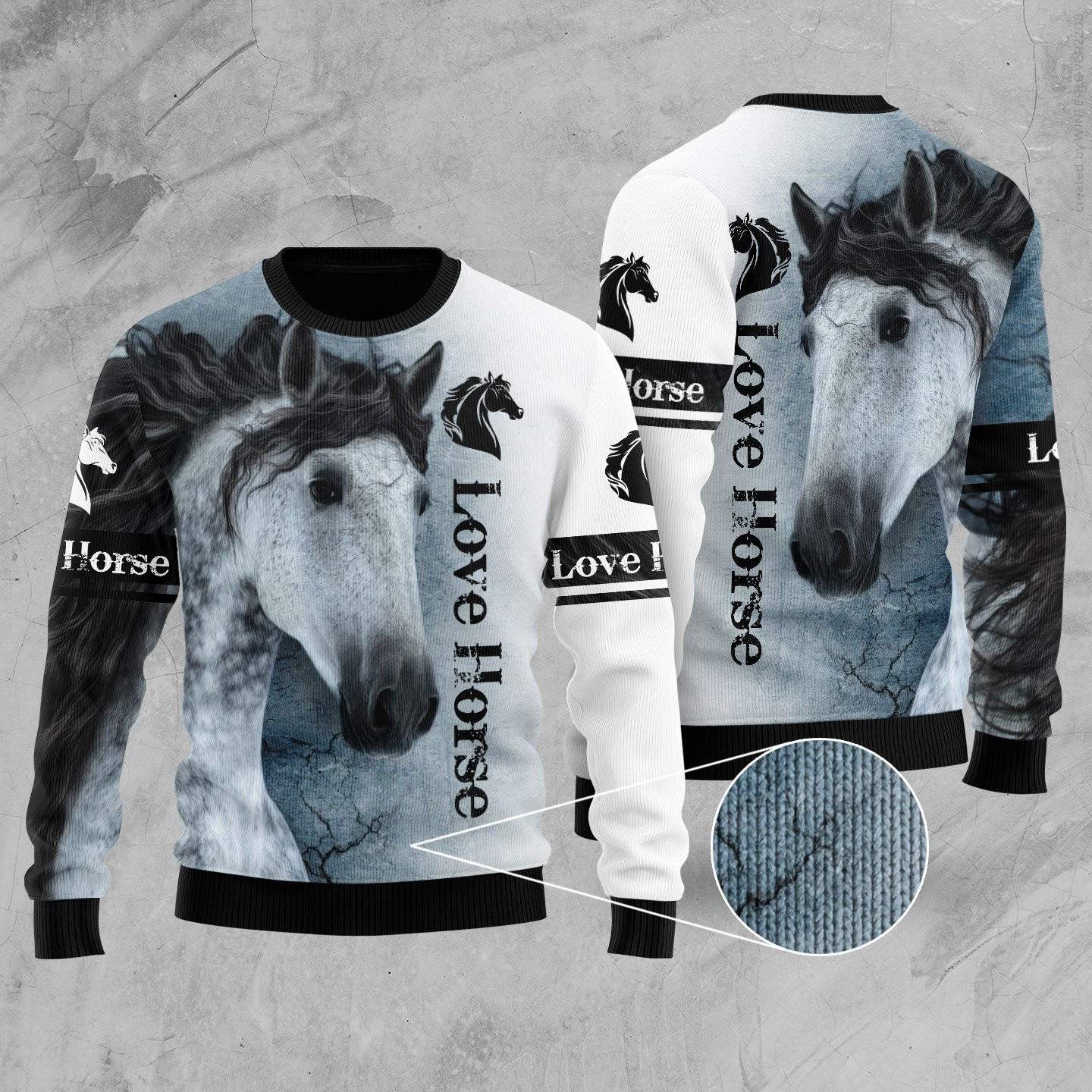 Love Horse Ugly Christmas Sweater Adult 3D Funny Matching for family
