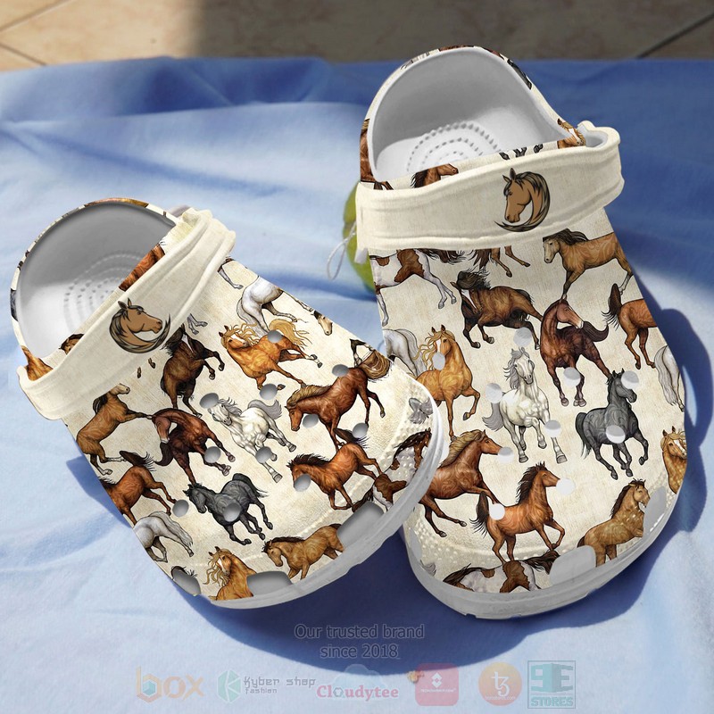Love Horses Animal Crocs Crocband Clogs Shoes Comfortable For Men Women and Kids