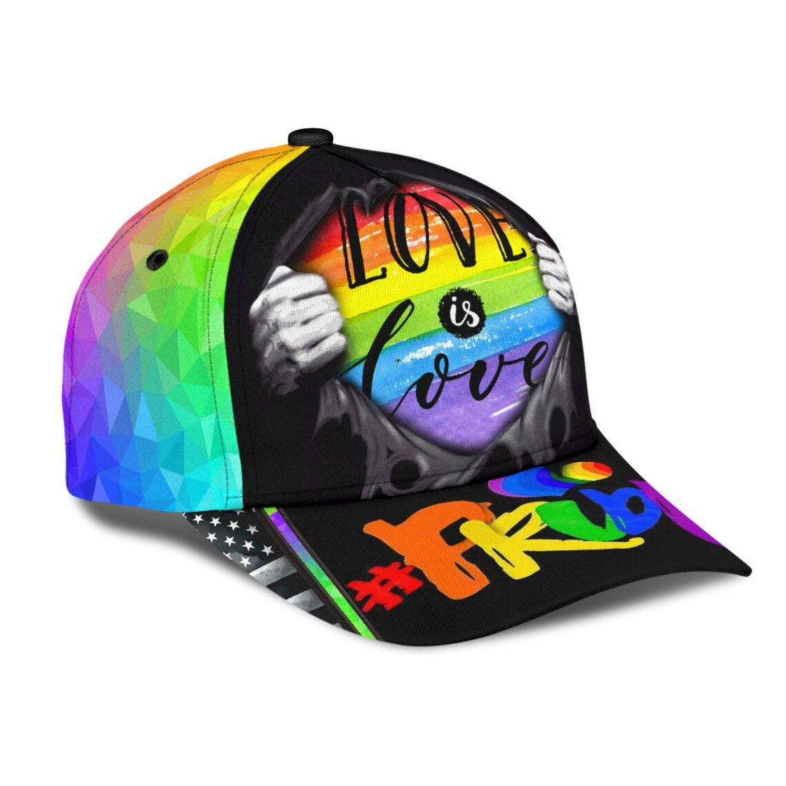 Love Is Love  LGBT Pride 3D Classic Cap Trucker Hats Custom Hats Gifts For Men & Women