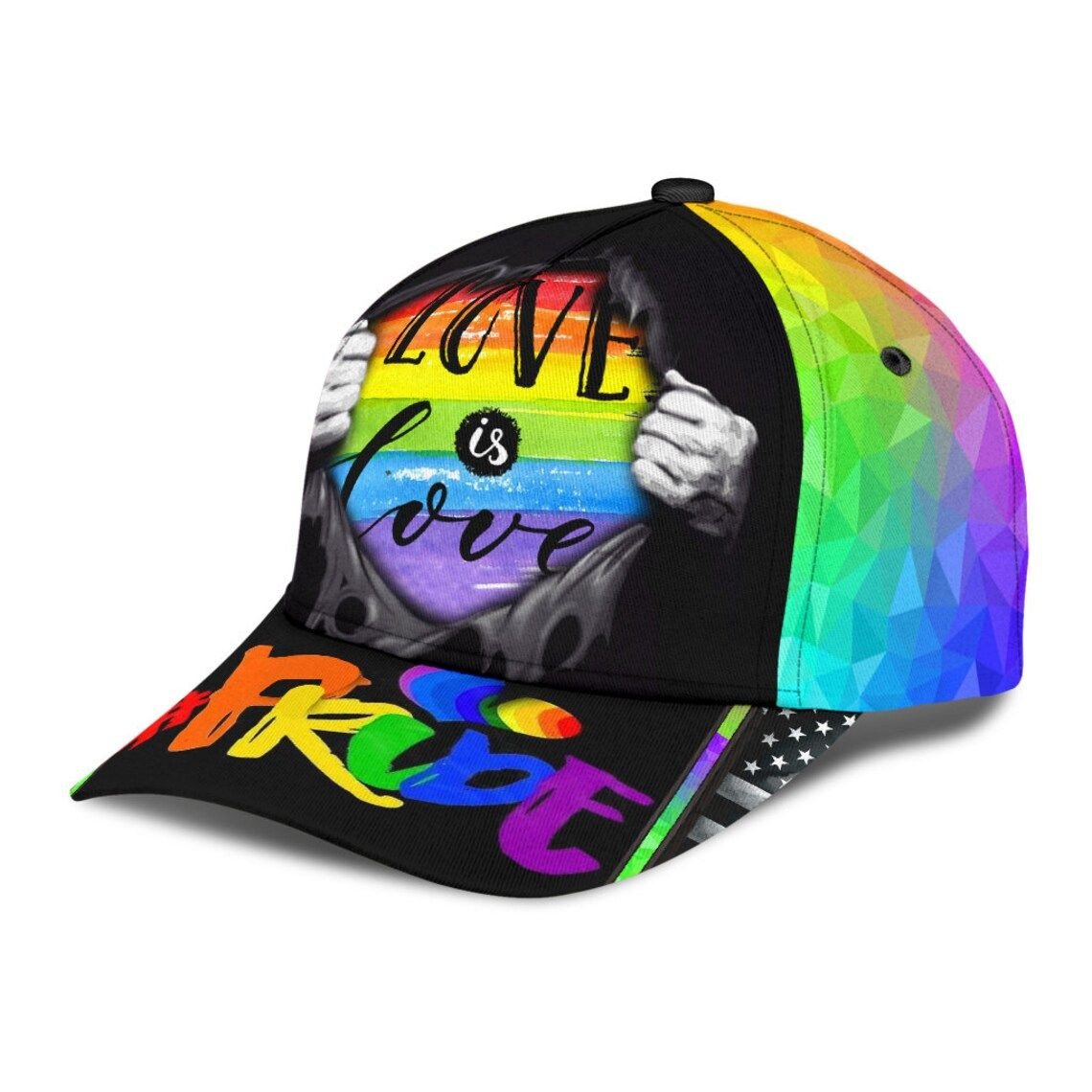 Love Is Love  LGBT Pride 3D Classic Cap Trucker Hats Custom Hats Gifts For Men & Women