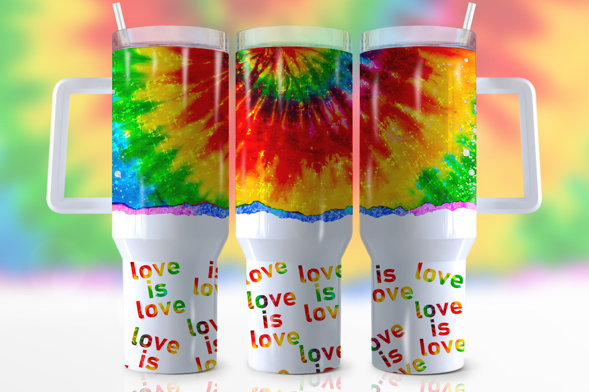 Love Is Love LGBTQ+ Tie Dye Pattern Custom Stanley Cup 40 oz 30 oz Tumbler With HandleTVC2301951