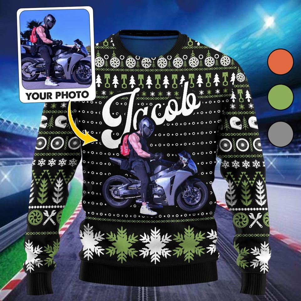Love Motorcycles - Personalized Biker Ugly Sweatshirt