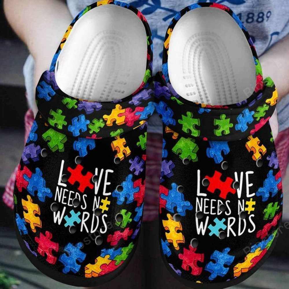 Love Need No Words Puzzle 6 Gift For Lover Rubber clog Shoes Comfy Footwear