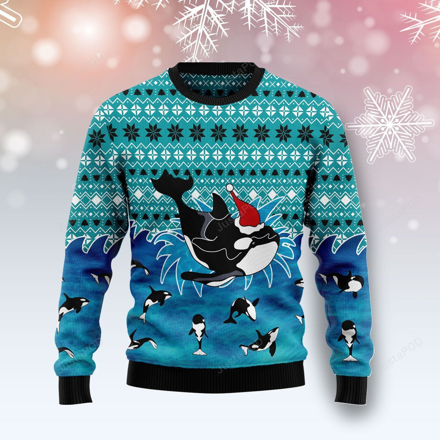 Love Oracle Whale Ugly Christmas Sweater Adult 3D Funny Matching for family