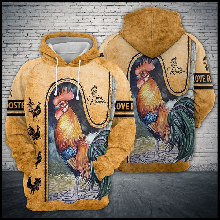 Love Rooster 3D All Over Print Hoodie, Zip Hoodie