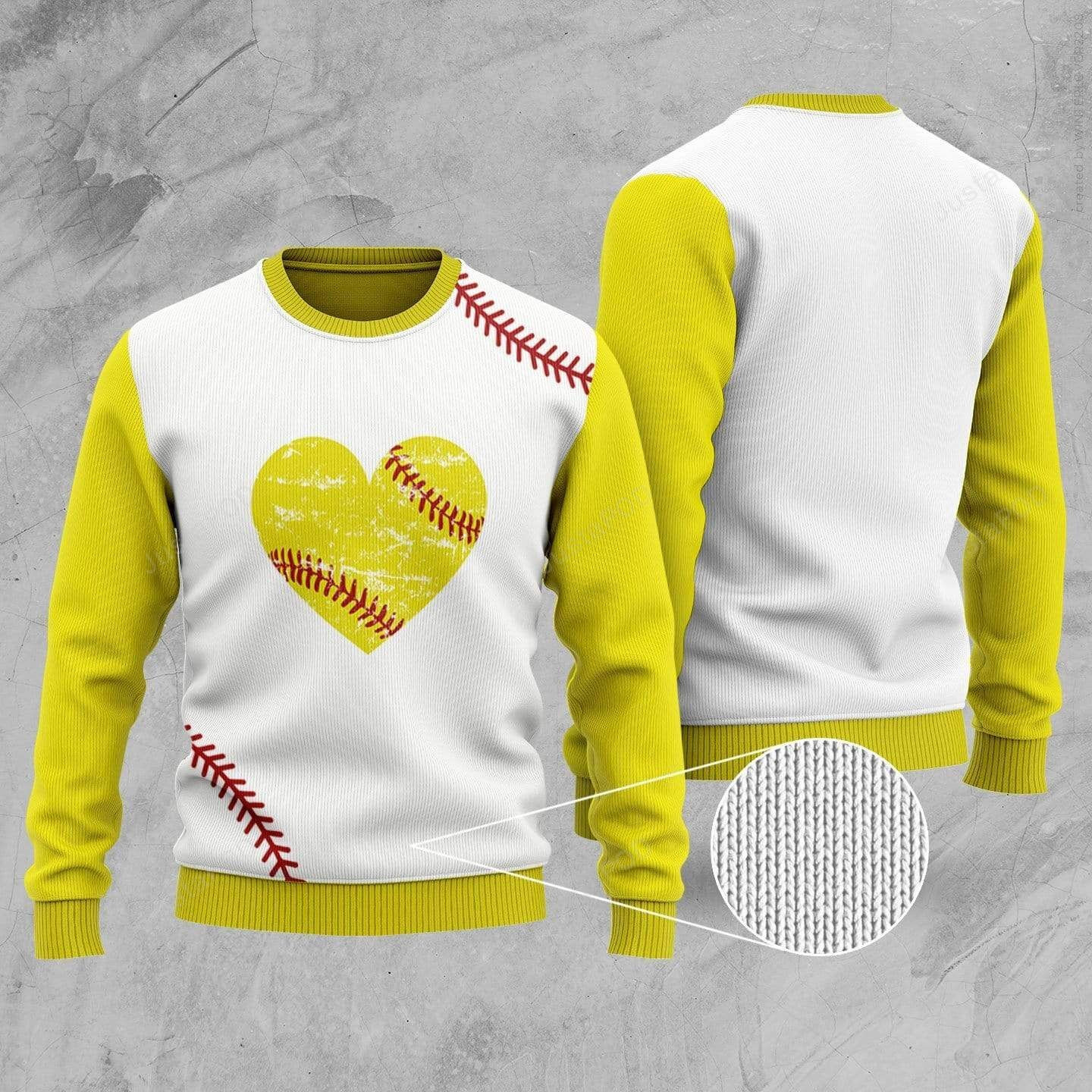 Love Softball Ugly Christmas Sweater Adult 3D Funny Matching for family