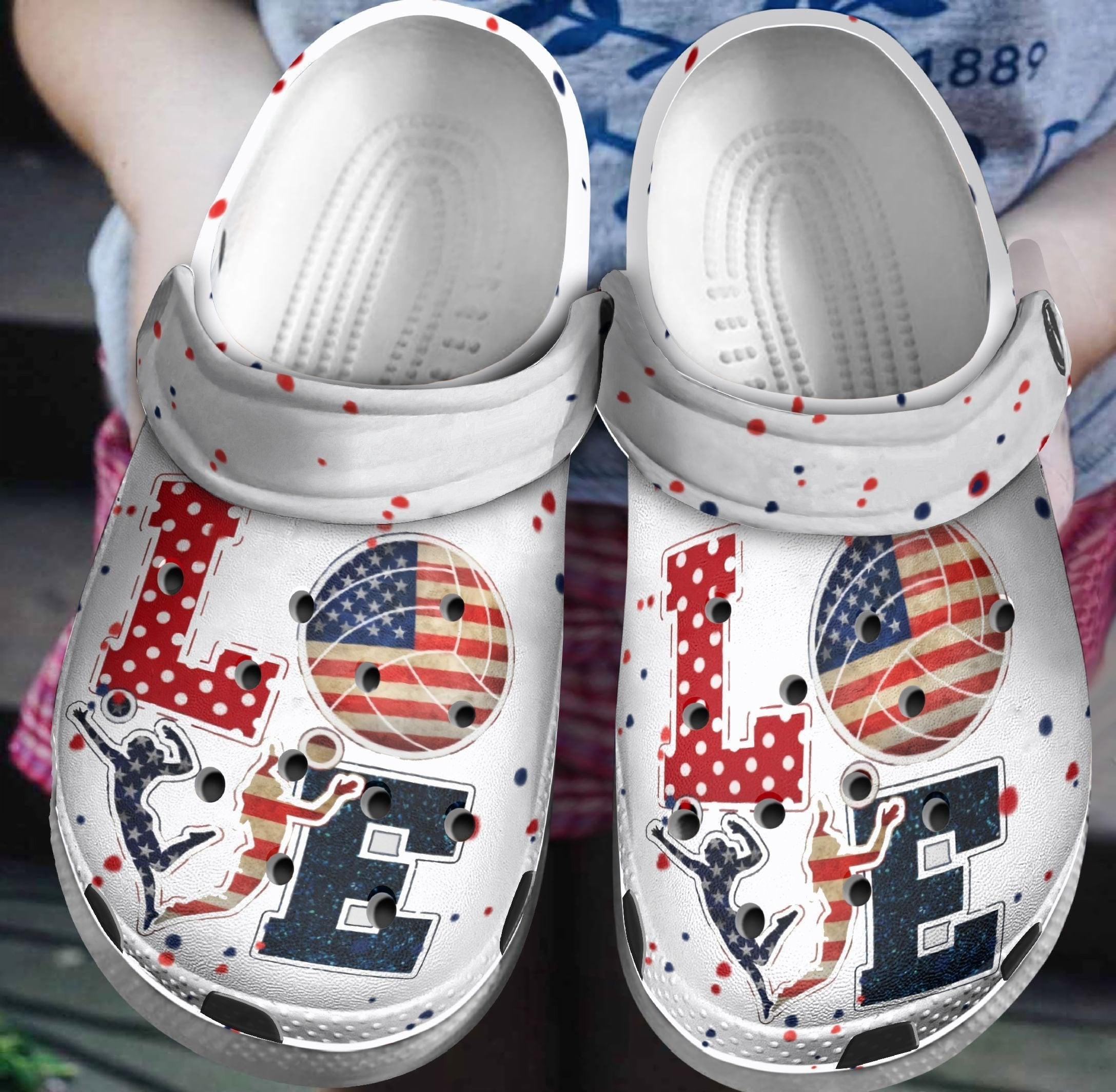 Love Usa Volleyball Shoes - Volleyball Games Sport Clogs Gift For Men Women