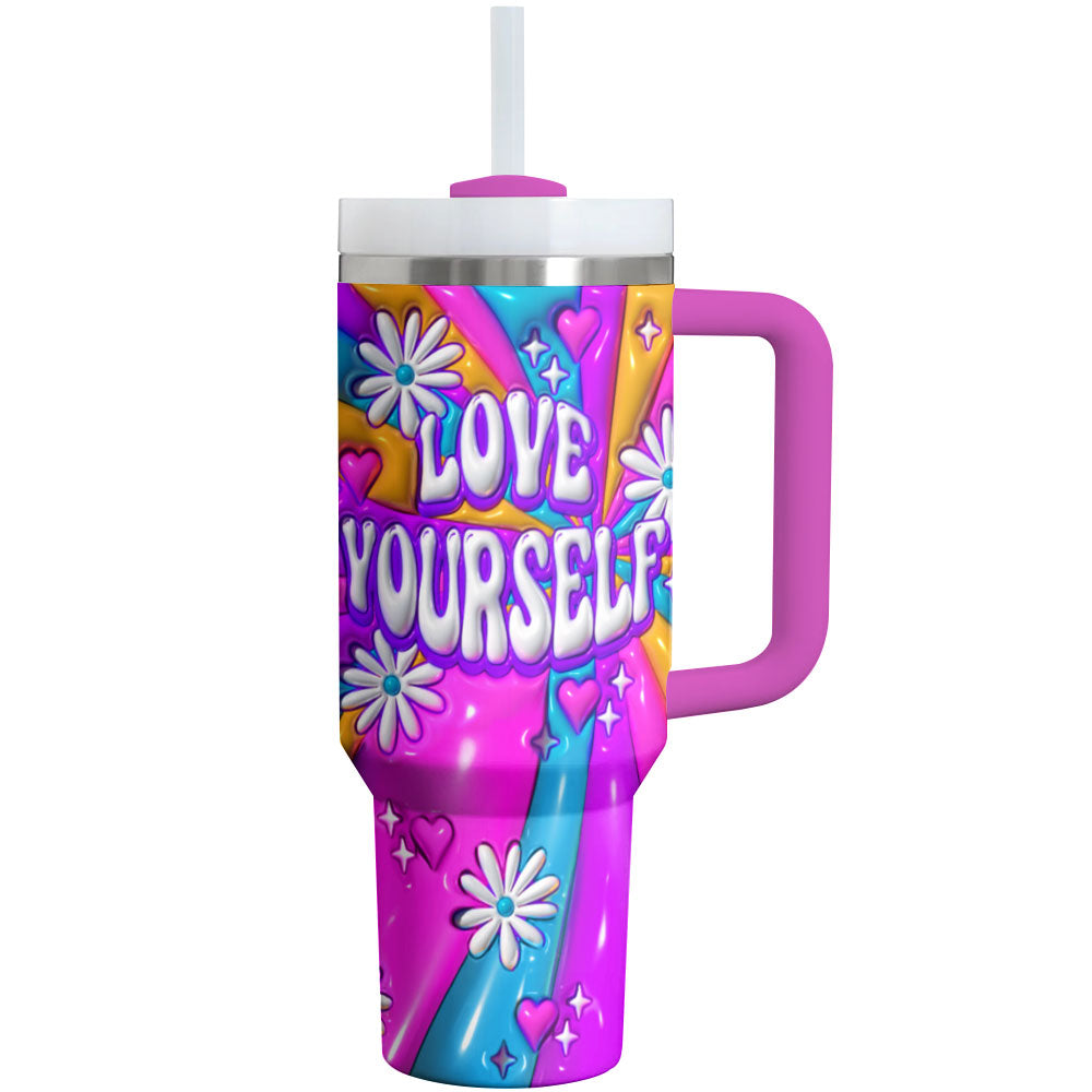 Love Yourself Flower Custom Stanley Cup 40 oz 30 oz Tumbler With HandleTVC2301792 - Image 2
