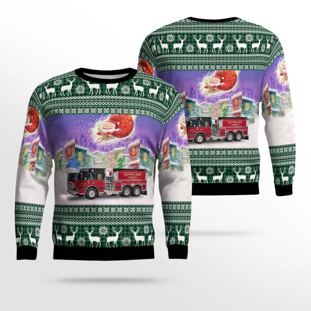 Lovelady Fire Rescue Rutherford College North Carolina Christmas AOP Ugly Sweater Christmas Unisex Sweaters Gift For Christmas