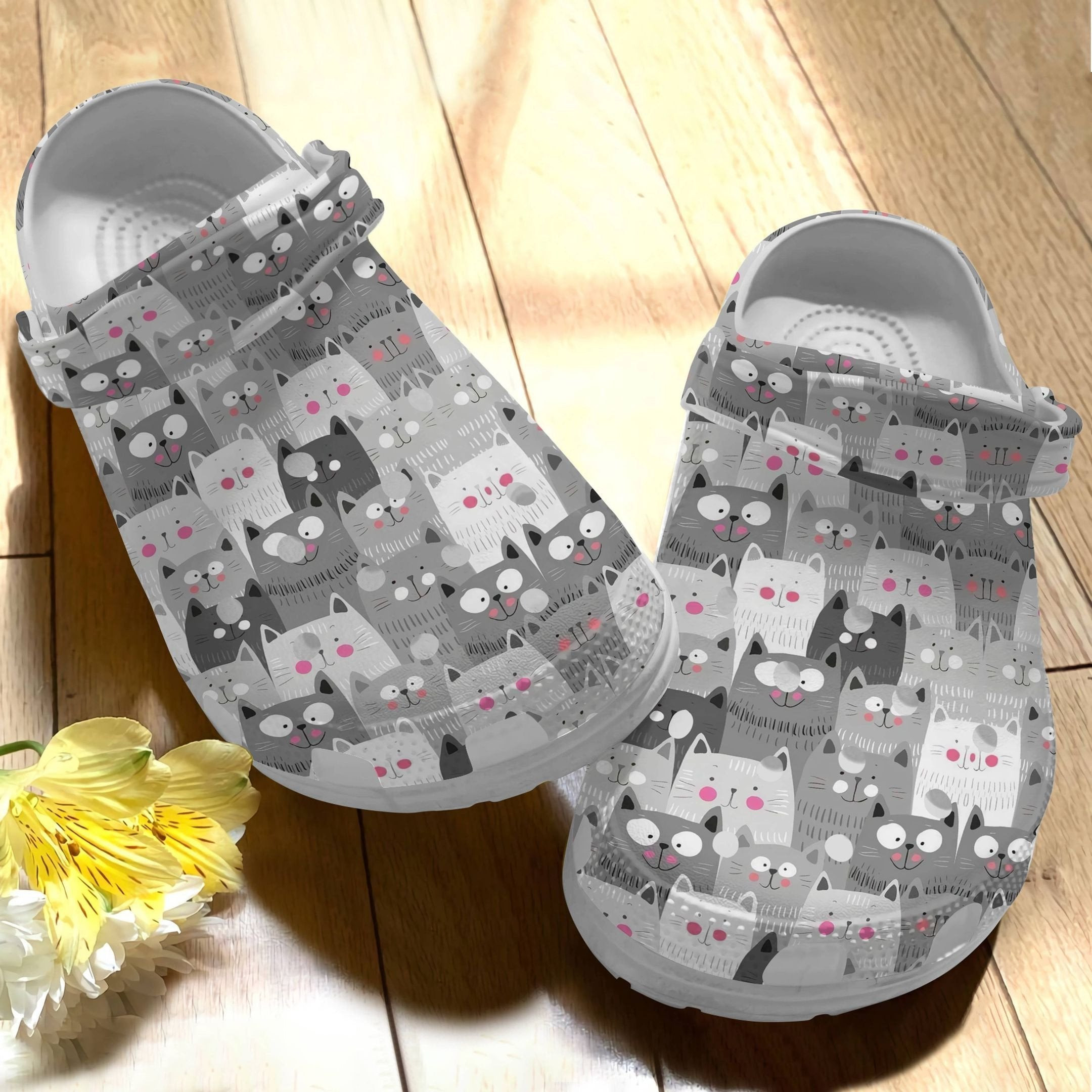 Lovely Cats Grey Shoes - Cute Animal Crocbland Clogs Gift For Thanksgiving
