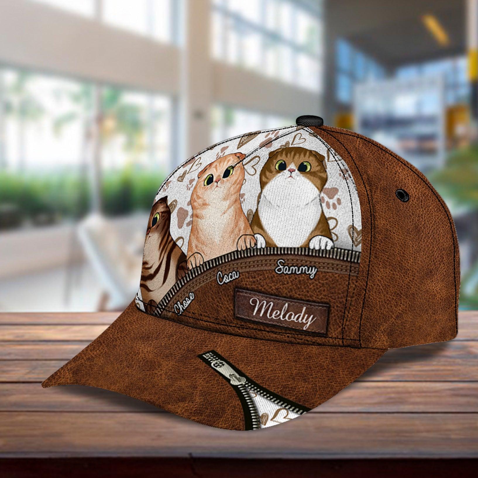 Lovely Cats Personalized Classic Cap, Personalized Gift for Cat Lovers, Cat Mom, Cat Dad Trucker Hats Custom Hats Gifts For Men & Women