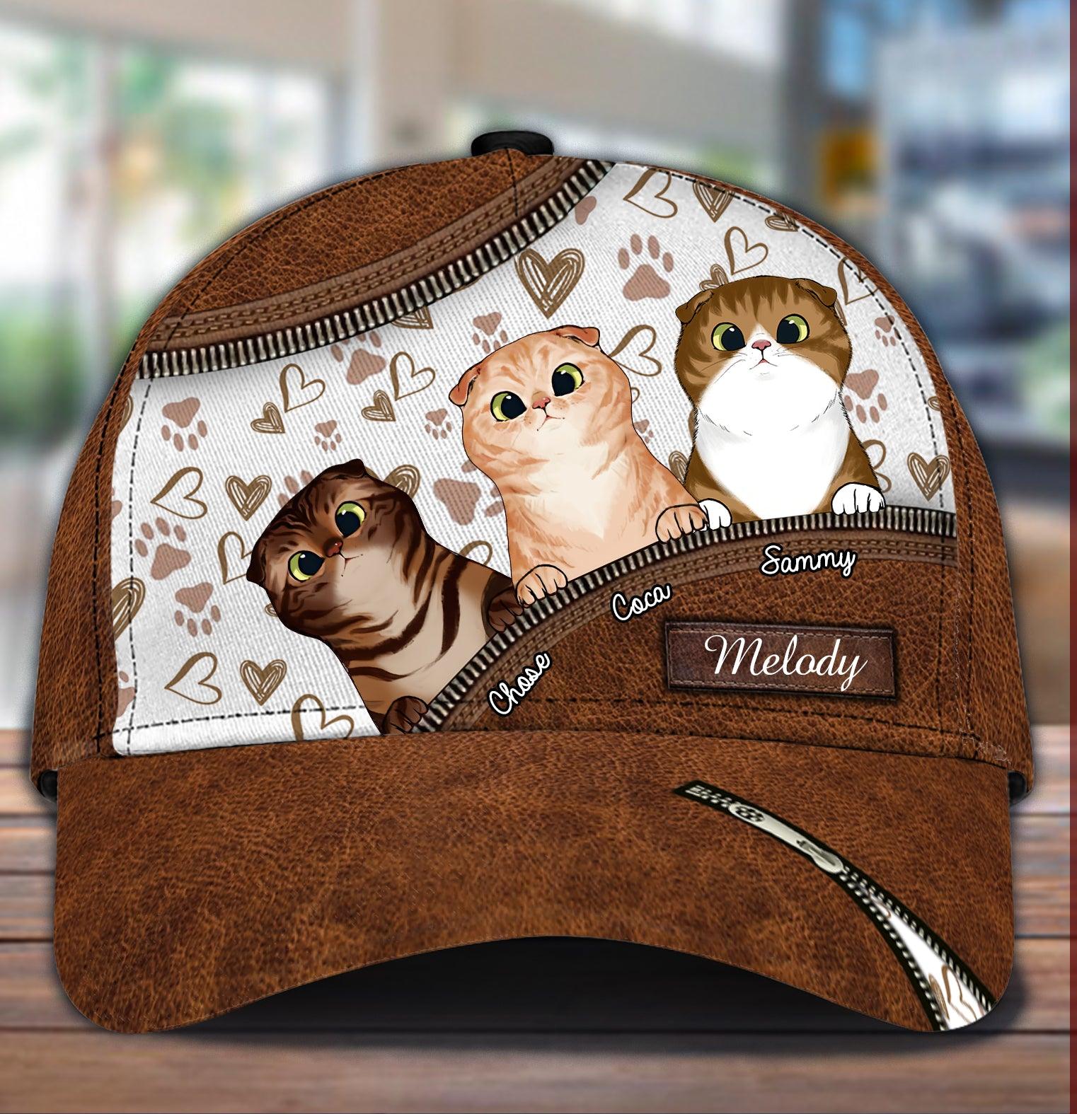 Lovely Cats Personalized Classic Cap, Personalized Gift for Cat Lovers, Cat Mom, Cat Dad Trucker Hats Custom Hats Gifts For Men & Women