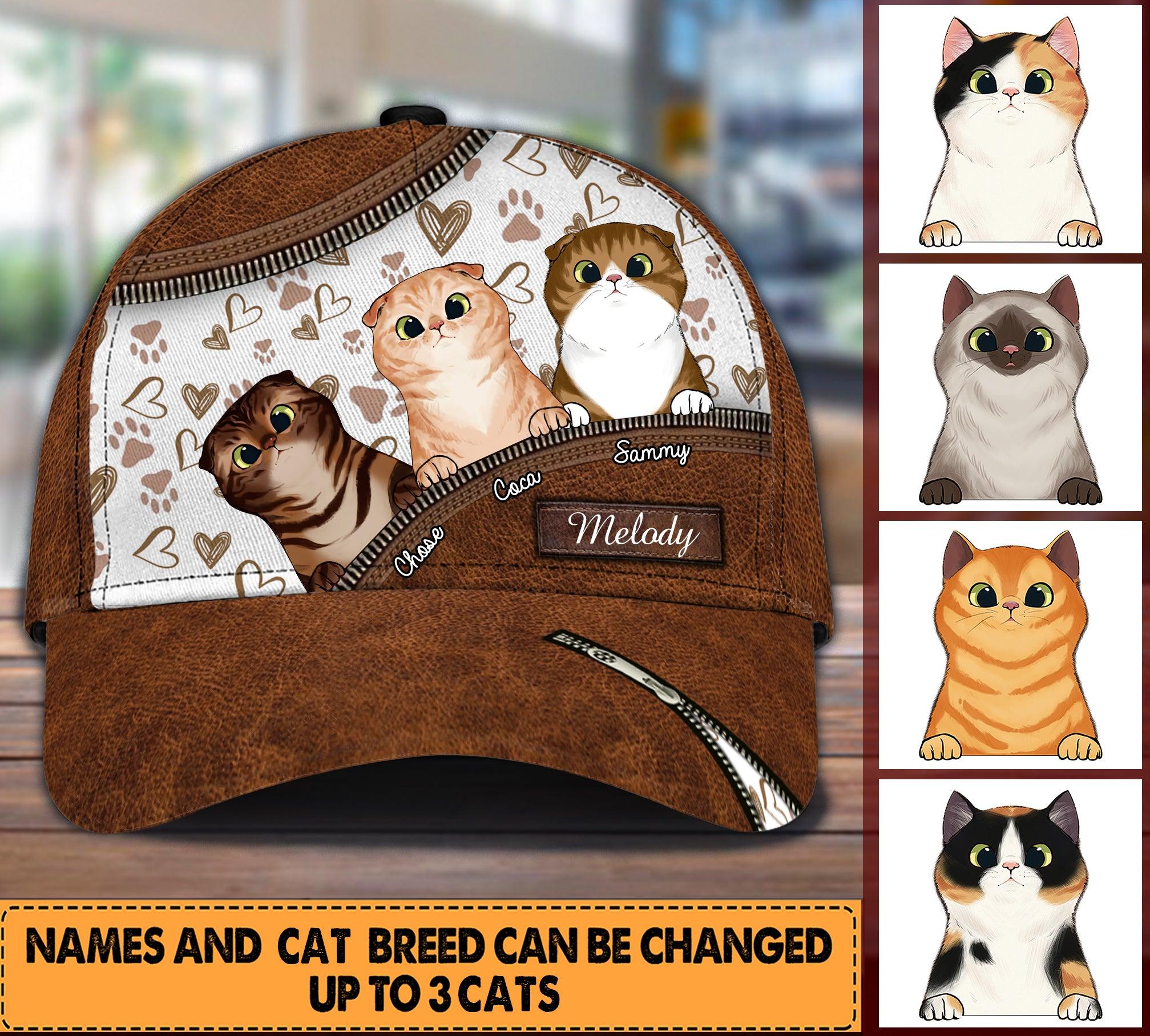 Lovely Cats Personalized Classic Cap, Personalized Gift for Cat Lovers, Cat Mom, Cat Dad Trucker Hats Custom Hats Gifts For Men & Women