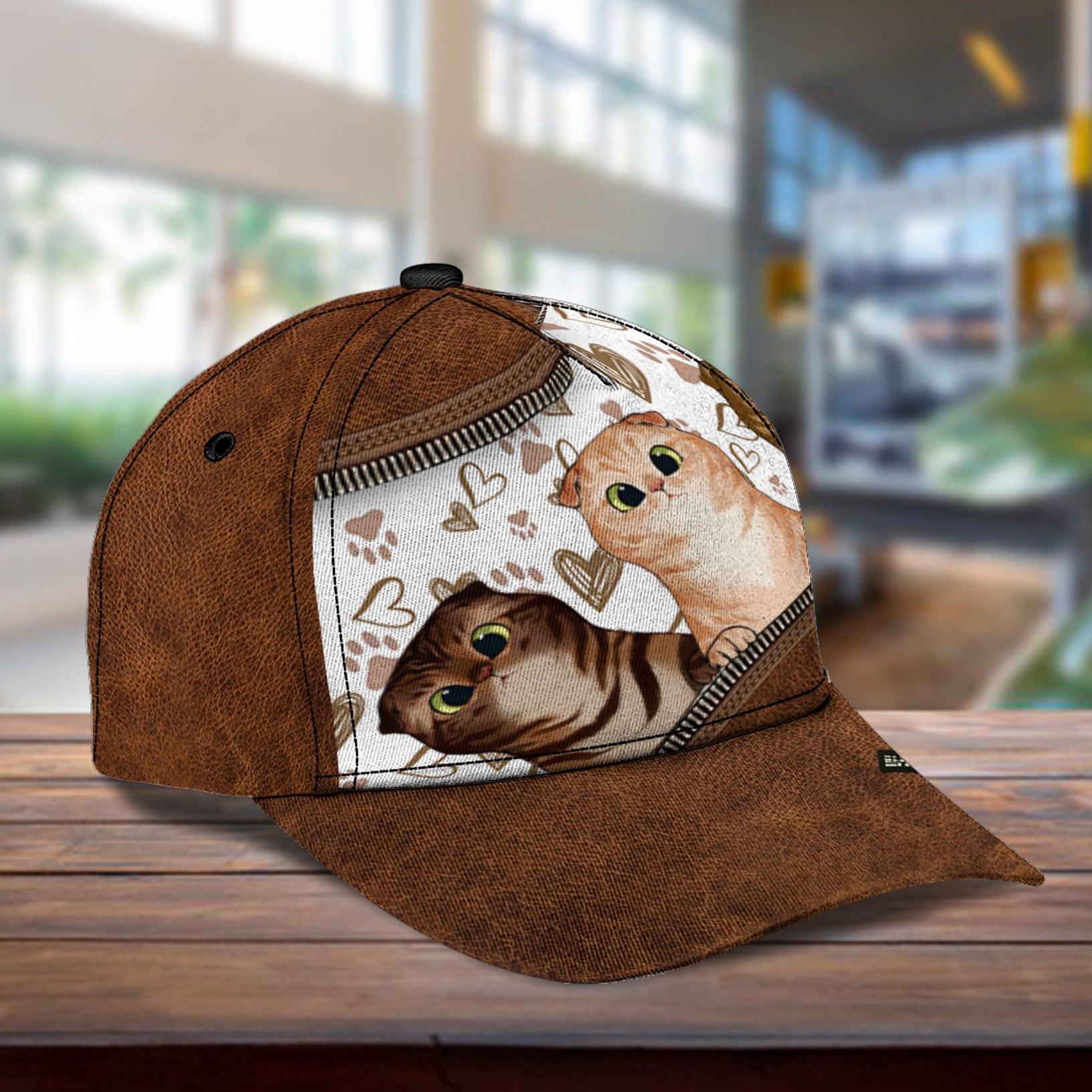 Lovely Cats Personalized Classic Cap, Personalized Gift for Cat Lovers, Cat Mom, Cat Dad Trucker Hats Custom Hats Gifts For Men & Women