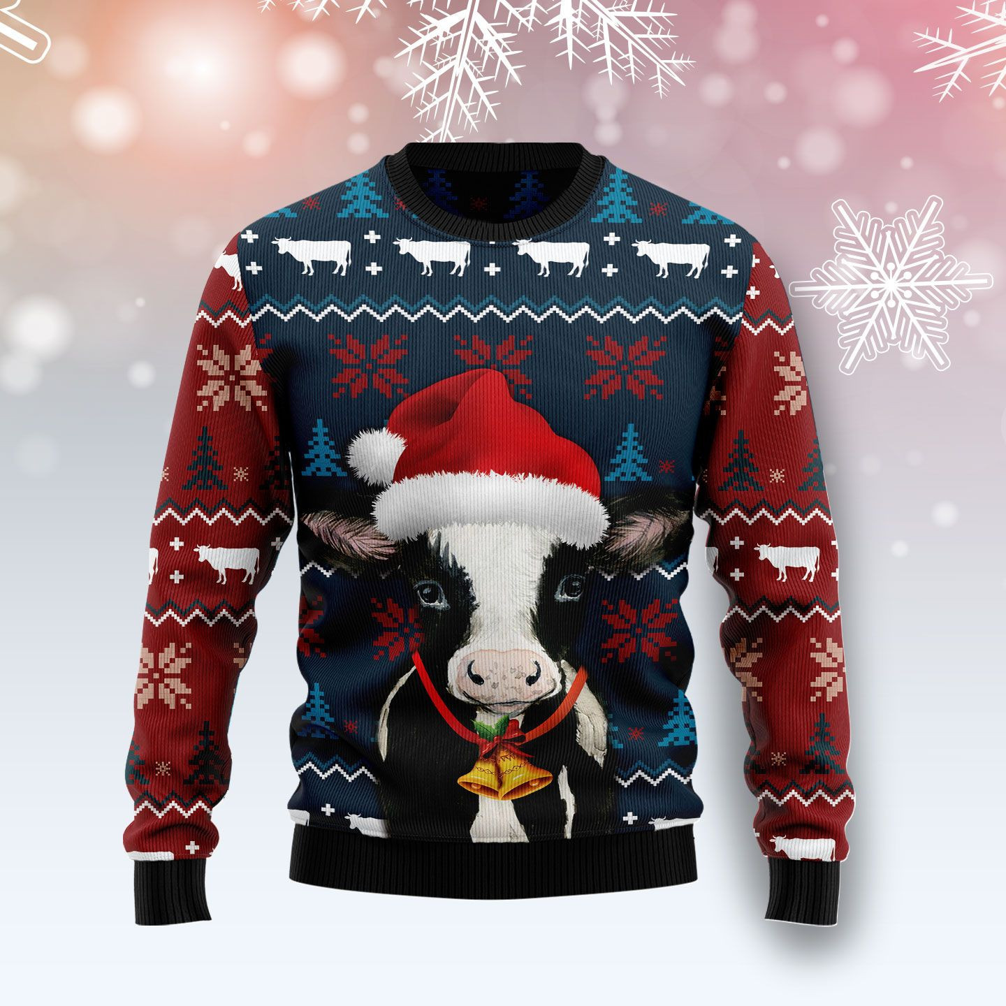 Lovely Cow Ugly Christmas Sweater Adult 3D Funny Matching for family