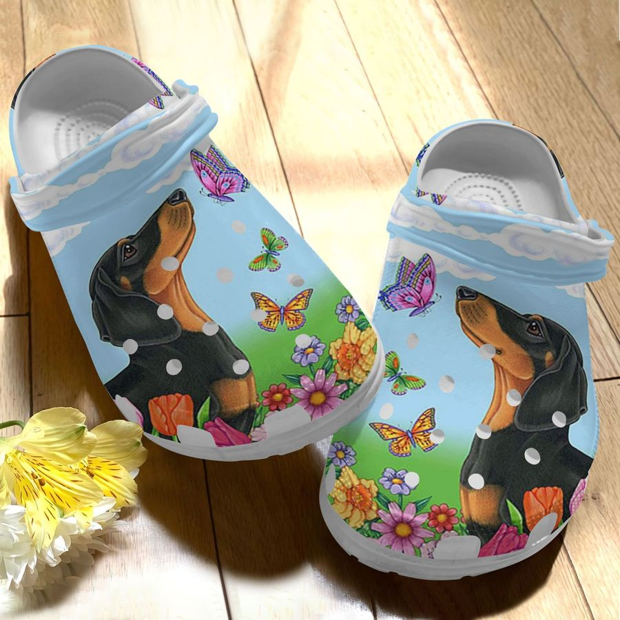 Lovely Dachshund In The Dreamy Garden Crocs Crocband Clogs Shoes Comfortable For Men Women and Kids