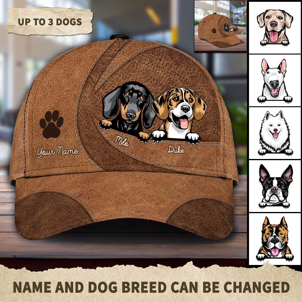 Lovely Dogs Personalized Classic Cap, Personalized Gift for Dog Lovers, Dog Dad, Dog Mom Trucker Hats Custom Hats Gifts For Men & Women