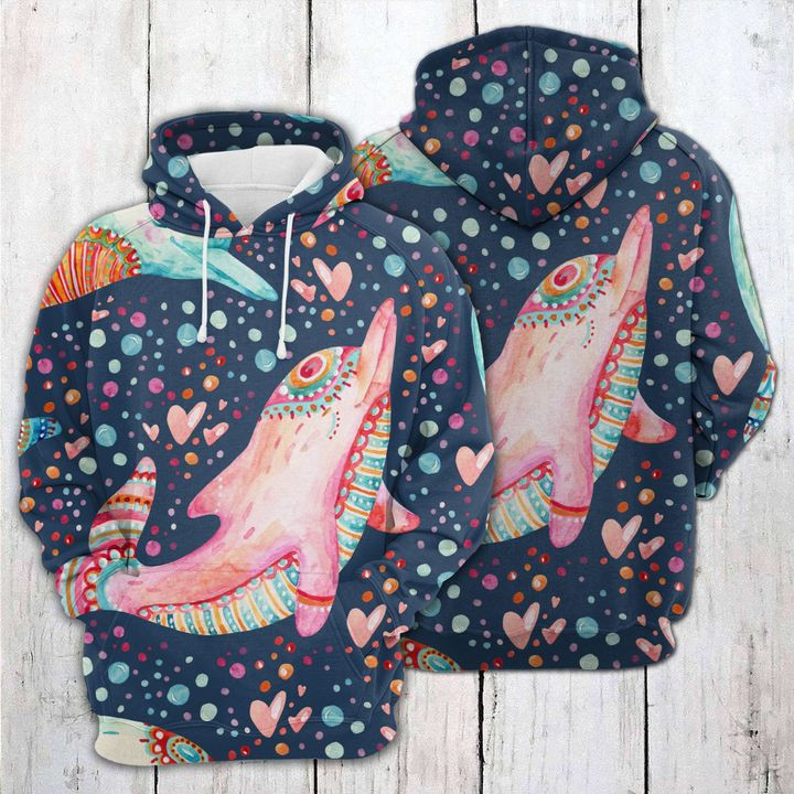 Lovely Dolphins 3D All Over Print Hoodie, Zip Hoodie