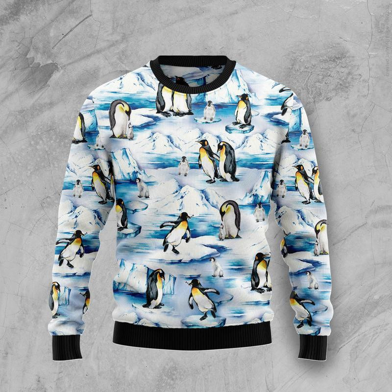 Lovely Penguin Ugly Christmas Sweater Adult 3D Funny Matching for family
