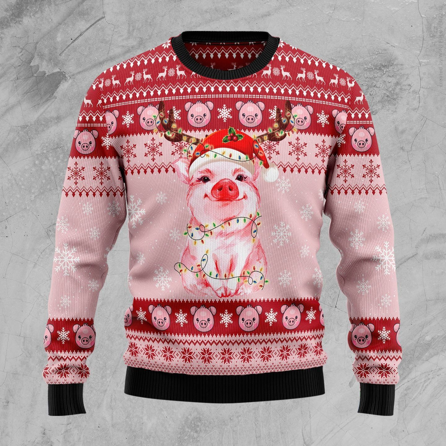 Lovely Pig Ugly Christmas Sweater Adult 3D Funny Matching for family