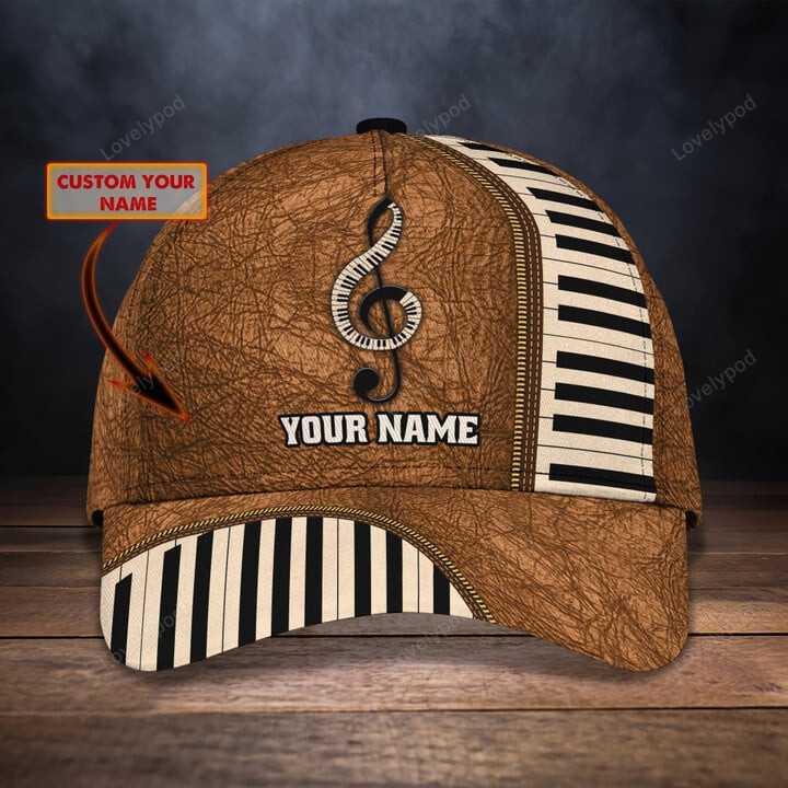 Lovelypod Personalized name Piano Classic Cap for men and women, Piano hat, Gift for Piano lover Trucker Hats Custom Hats Gifts For Men & Women