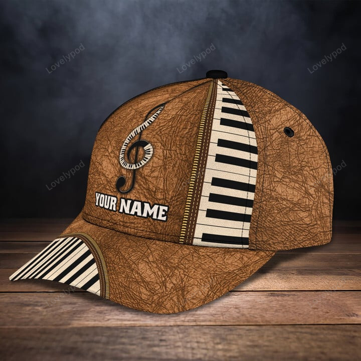 Lovelypod Personalized name Piano Classic Cap for men and women, Piano hat, Gift for Piano lover Trucker Hats Custom Hats Gifts For Men & Women
