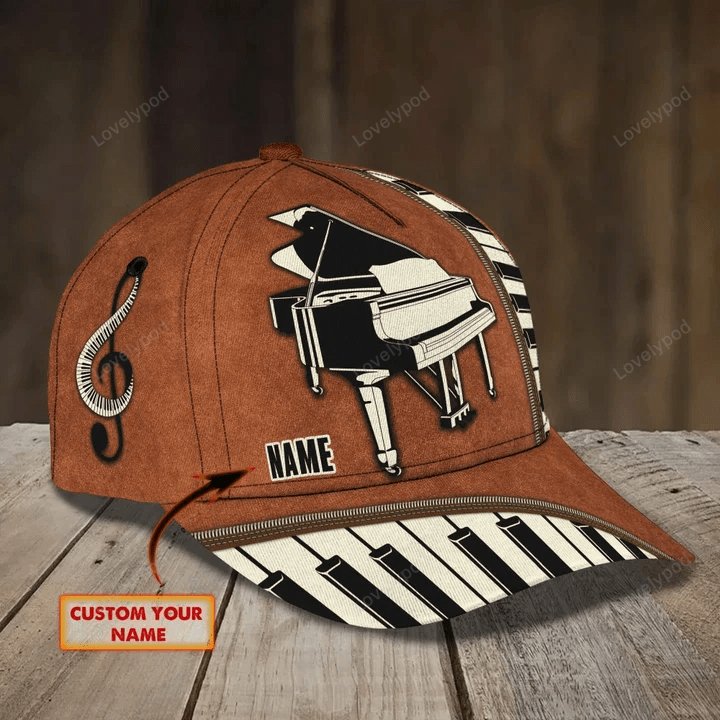 Lovelypod Personalized Name Piano Classic Cap, Piano hat, Gift for Piano player Trucker Hats Custom Hats Gifts For Men & Women