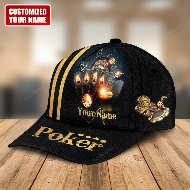 Lovelypod Personalized name Poker Classic Cap for men and women, Poker hat, Gift for Poker Trucker Hats Custom Hats Gifts For Men & Women
