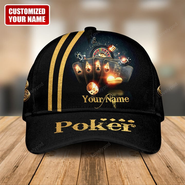 Lovelypod Personalized name Poker Classic Cap for men and women, Poker hat, Gift for Poker Trucker Hats Custom Hats Gifts For Men & Women
