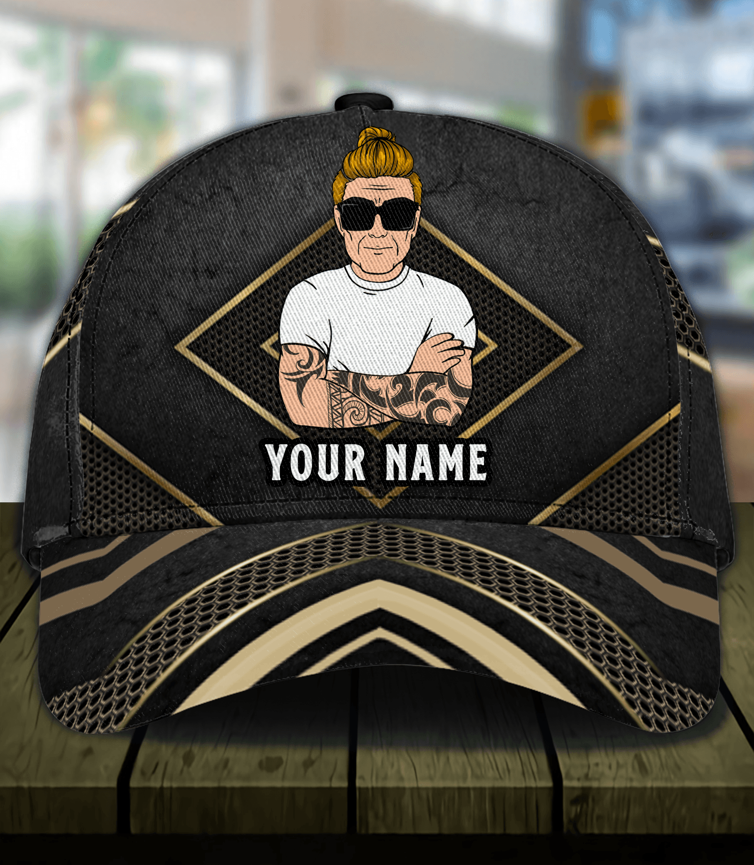 Lozenge Shape Black Father Personalized Classic Cap, Father’s Day Gift for Dad, Papa, Parents, Father, Grandfather Trucker Hats Custom Hats Gifts For Men & Women