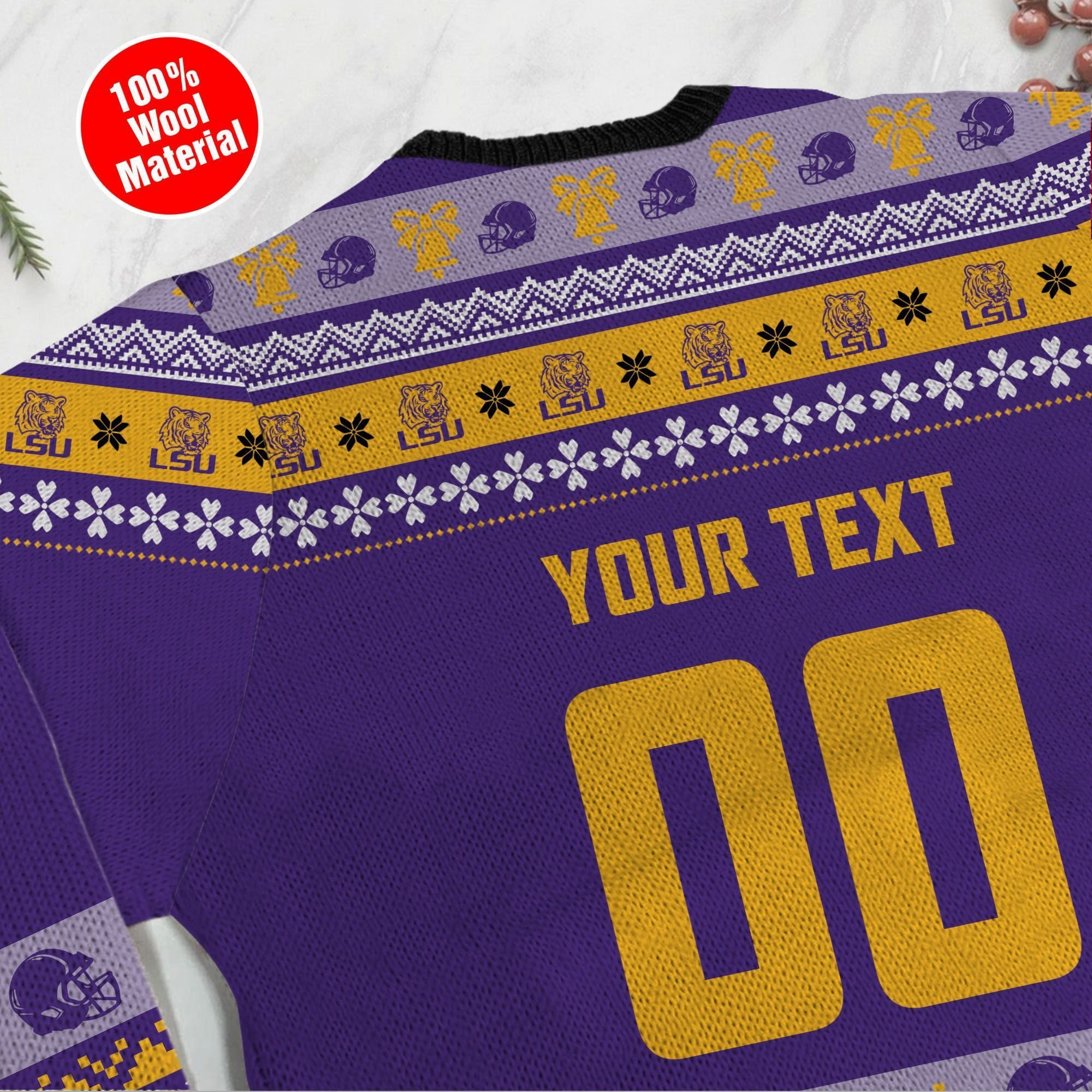 Lsu Tigers Custom Name & Number Personalized Ugly Christmas Sweater Adult 3D Funny Matching for family - Image 5