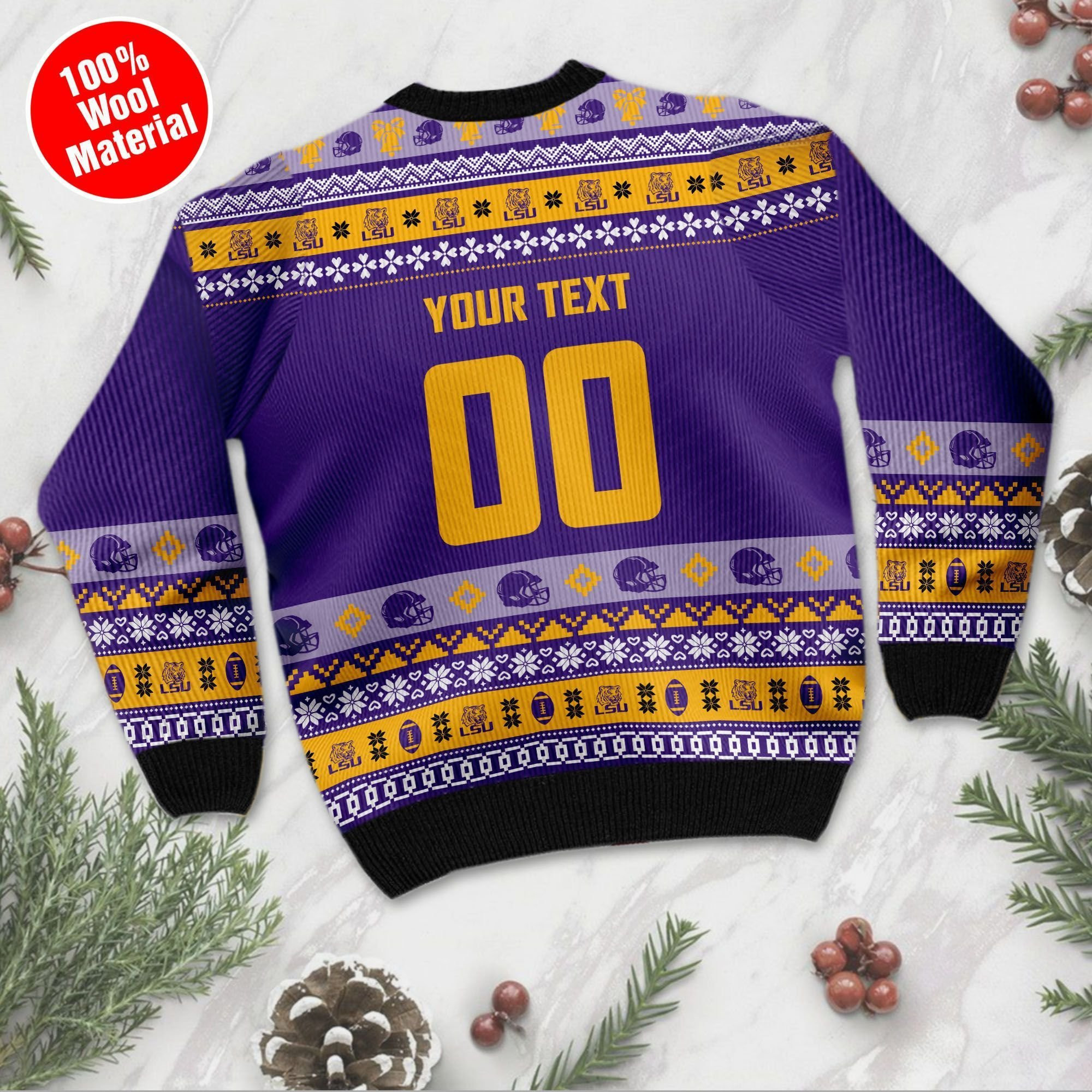 Lsu Tigers Custom Name & Number Personalized Ugly Christmas Sweater Adult 3D Funny Matching for family - Image 3