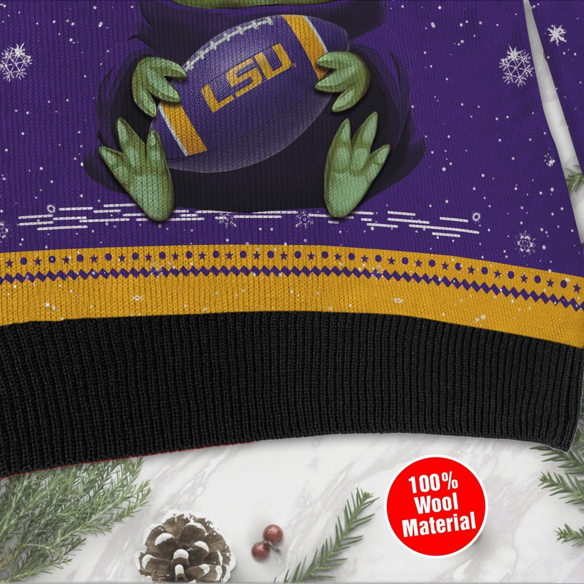 Lsu Tigers Grogu Baby Yoda Hug Logo Ugly Christmas Sweater Adult 3D Funny Matching for family - Image 4