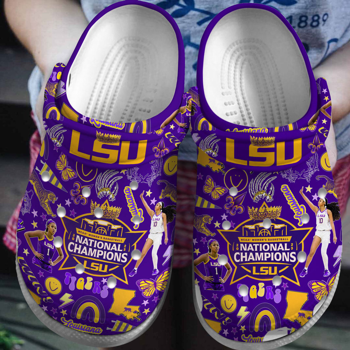 LSU Tigers NCAA Sport Crocs Crocband Clogs Shoes Comfortable For Men Women and Kids