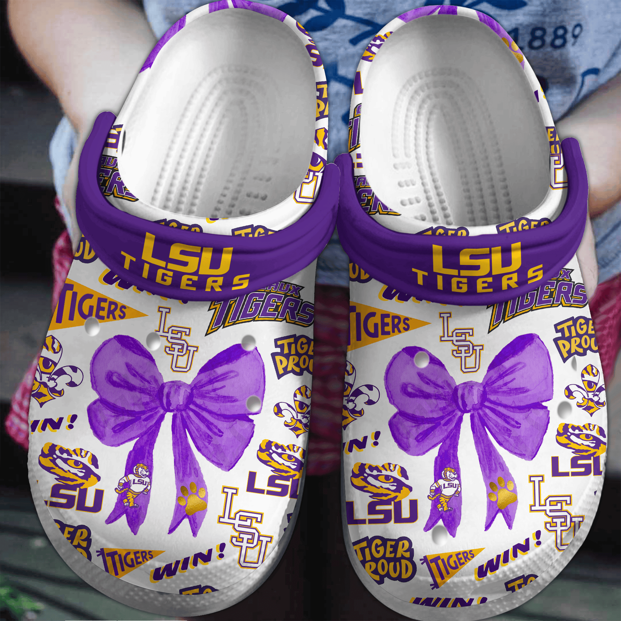 LSU Tigers NCAA Sport Crocs Crocband Clogs Shoes Comfortable For Men Women and Kids